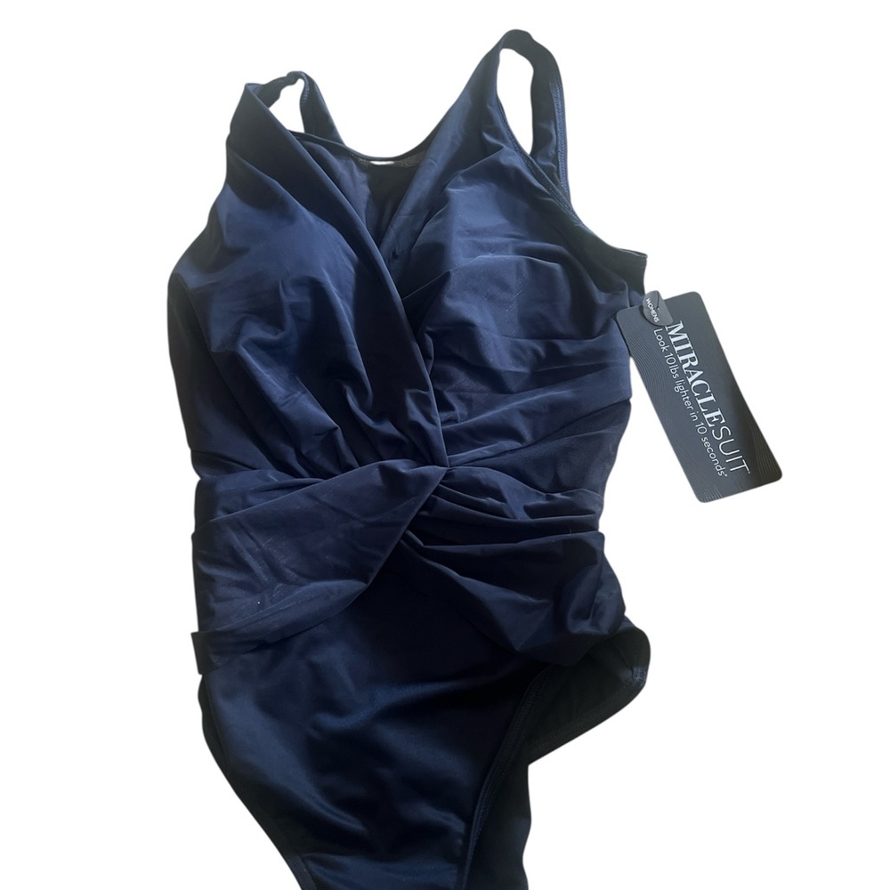 Miraclesuit Blue One Piece Swimsuit with Ruching size 16 W